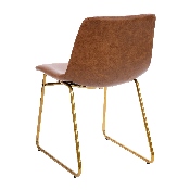 18 inch Dining Table Height Chair, Mid-Back Sled Base Dining Chair in Light Brown LeatherSoft with Gold Frame, Set of 2, ET-ER18345-18-LB-GG