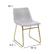 18 inch Dining Table Height Chair, Mid-Back Sled Base Dining Chair in Light Gray LeatherSoft with Gold Frame, Set of 2, ET-ER18345-18-LG-GG