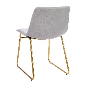 18 inch Dining Table Height Chair, Mid-Back Sled Base Dining Chair in Light Gray LeatherSoft with Gold Frame, Set of 2, ET-ER18345-18-LG-GG