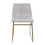 18 inch Dining Table Height Chair, Mid-Back Sled Base Dining Chair in Light Gray LeatherSoft with Gold Frame, Set of 2, ET-ER18345-18-LG-GG