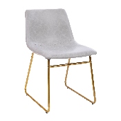 18 inch Dining Table Height Chair, Mid-Back Sled Base Dining Chair in Light Gray LeatherSoft with Gold Frame, Set of 2, ET-ER18345-18-LG-GG