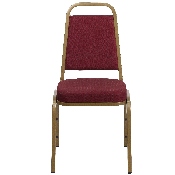 HERCULES Series Trapezoidal Back Stacking Banquet Chair in Burgundy Patterned Fabric - Gold Frame, FD-BHF-1-ALLGOLD-0847-BY-GG