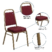 HERCULES Series Trapezoidal Back Stacking Banquet Chair in Burgundy Patterned Fabric - Gold Frame, FD-BHF-1-ALLGOLD-0847-BY-GG