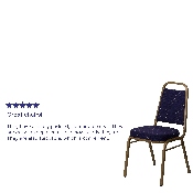 HERCULES Series Trapezoidal Back Stacking Banquet Chair in Navy Patterned Fabric - Gold Frame, FD-BHF-1-ALLGOLD-0849-NVY-GG