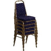 HERCULES Series Trapezoidal Back Stacking Banquet Chair in Navy Patterned Fabric - Gold Frame, FD-BHF-1-ALLGOLD-0849-NVY-GG