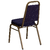 HERCULES Series Trapezoidal Back Stacking Banquet Chair in Navy Patterned Fabric - Gold Frame, FD-BHF-1-ALLGOLD-0849-NVY-GG