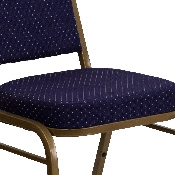 HERCULES Series Trapezoidal Back Stacking Banquet Chair in Navy Patterned Fabric - Gold Frame, FD-BHF-1-ALLGOLD-0849-NVY-GG
