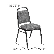 HERCULES Series Trapezoidal Back Stacking Banquet Chair with 2.5" Thick Seat in Gray Fabric - Silver Vein Frame, FD-BHF-1-SILVERVEIN-BCG-GG