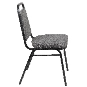 HERCULES Series Trapezoidal Back Stacking Banquet Chair with 2.5" Thick Seat in Gray Fabric - Silver Vein Frame, FD-BHF-1-SILVERVEIN-BCG-GG