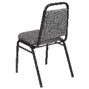 HERCULES Series Trapezoidal Back Stacking Banquet Chair with 2.5" Thick Seat in Gray Fabric - Silver Vein Frame, FD-BHF-1-SILVERVEIN-BCG-GG