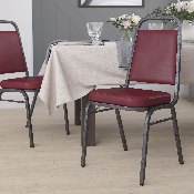 HERCULES Series Trapezoidal Back Stacking Banquet Chair in Burgundy Vinyl - Silver Vein Frame, FD-BHF-1-SILVERVEIN-BY-GG, FD-BHF-1-SILVERVEIN-BY-GG