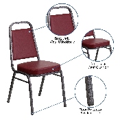 HERCULES Series Trapezoidal Back Stacking Banquet Chair in Burgundy Vinyl - Silver Vein Frame, FD-BHF-1-SILVERVEIN-BY-GG, FD-BHF-1-SILVERVEIN-BY-GG