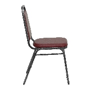 HERCULES Series Trapezoidal Back Stacking Banquet Chair in Burgundy Vinyl - Silver Vein Frame, FD-BHF-2-BY-VYL-GG