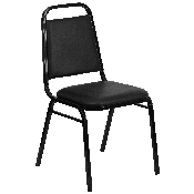 HERCULES Series Trapezoidal Back Stacking Banquet Chair in Black Vinyl - Black Frame, FD-BHF-2-GG, FD-BHF-2-GG