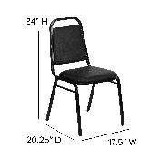 HERCULES Series Trapezoidal Back Stacking Banquet Chair in Black Vinyl - Black Frame, FD-BHF-2-GG, FD-BHF-2-GG