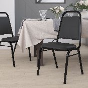 HERCULES Series Trapezoidal Back Stacking Banquet Chair in Black Vinyl - Black Frame, FD-BHF-2-GG, FD-BHF-2-GG