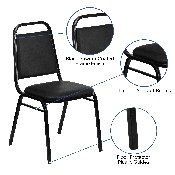 HERCULES Series Trapezoidal Back Stacking Banquet Chair in Black Vinyl - Black Frame, FD-BHF-2-GG, FD-BHF-2-GG