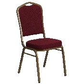 HERCULES Series Crown Back Stacking Banquet Chair in Burgundy Fabric - Gold Frame, FD-C01-ALLGOLD-3169-GG