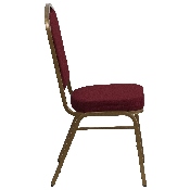 HERCULES Series Crown Back Stacking Banquet Chair in Burgundy Fabric - Gold Frame, FD-C01-ALLGOLD-3169-GG