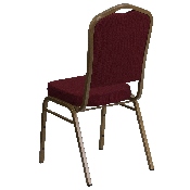 HERCULES Series Crown Back Stacking Banquet Chair in Burgundy Fabric - Gold Frame, FD-C01-ALLGOLD-3169-GG