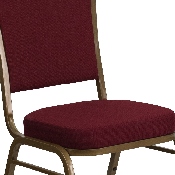 HERCULES Series Crown Back Stacking Banquet Chair in Burgundy Fabric - Gold Frame, FD-C01-ALLGOLD-3169-GG