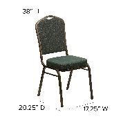 HERCULES Series Crown Back Stacking Banquet Chair in Green Patterned Fabric - Gold Vein Frame, FD-C01-GOLDVEIN-0640-GG