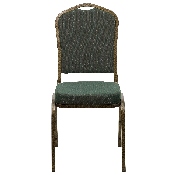 HERCULES Series Crown Back Stacking Banquet Chair in Green Patterned Fabric - Gold Vein Frame, FD-C01-GOLDVEIN-0640-GG