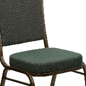 HERCULES Series Crown Back Stacking Banquet Chair in Green Patterned Fabric - Gold Vein Frame, FD-C01-GOLDVEIN-0640-GG