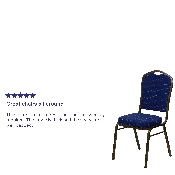 HERCULES Series Crown Back Stacking Banquet Chair in Navy Blue Patterned Fabric - Gold Vein Frame, FD-C01-GOLDVEIN-208-GG