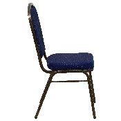 HERCULES Series Crown Back Stacking Banquet Chair in Navy Blue Patterned Fabric - Gold Vein Frame, FD-C01-GOLDVEIN-208-GG
