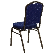 HERCULES Series Crown Back Stacking Banquet Chair in Navy Blue Patterned Fabric - Gold Vein Frame, FD-C01-GOLDVEIN-208-GG