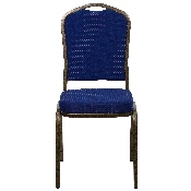 HERCULES Series Crown Back Stacking Banquet Chair in Navy Blue Patterned Fabric - Gold Vein Frame, FD-C01-GOLDVEIN-208-GG