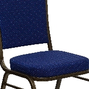 HERCULES Series Crown Back Stacking Banquet Chair in Navy Blue Patterned Fabric - Gold Vein Frame, FD-C01-GOLDVEIN-208-GG