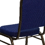 HERCULES Series Crown Back Stacking Banquet Chair in Navy Blue Patterned Fabric - Gold Vein Frame, FD-C01-GOLDVEIN-208-GG