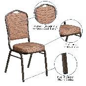 HERCULES Series Crown Back Stacking Banquet Chair in Gold Diamond Patterned Fabric - Gold Vein Frame, FD-C01-GOLDVEIN-GO-GG
