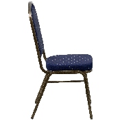 HERCULES Series Crown Back Stacking Banquet Chair in Navy Blue Dot Patterned Fabric - Gold Vein Frame, FD-C01-GOLDVEIN-S0810-GG