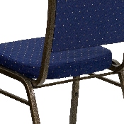 HERCULES Series Crown Back Stacking Banquet Chair in Navy Blue Dot Patterned Fabric - Gold Vein Frame, FD-C01-GOLDVEIN-S0810-GG