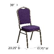 HERCULES Series Crown Back Stacking Banquet Chair in Purple Fabric - Gold Vein Frame, FD-C01-PUR-GV-GG