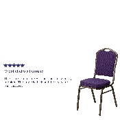 HERCULES Series Crown Back Stacking Banquet Chair in Purple Fabric - Gold Vein Frame, FD-C01-PUR-GV-GG