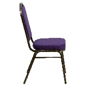 HERCULES Series Crown Back Stacking Banquet Chair in Purple Fabric - Gold Vein Frame, FD-C01-PUR-GV-GG