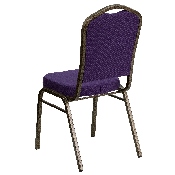 HERCULES Series Crown Back Stacking Banquet Chair in Purple Fabric - Gold Vein Frame, FD-C01-PUR-GV-GG