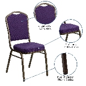 HERCULES Series Crown Back Stacking Banquet Chair in Purple Fabric - Gold Vein Frame, FD-C01-PUR-GV-GG
