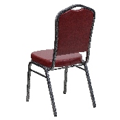 HERCULES Series Crown Back Stacking Banquet Chair in Burgundy Vinyl - Silver Vein Frame, FD-C01-SILVERVEIN-BURG-VY-GG