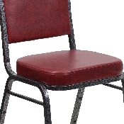 HERCULES Series Crown Back Stacking Banquet Chair in Burgundy Vinyl - Silver Vein Frame, FD-C01-SILVERVEIN-BURG-VY-GG
