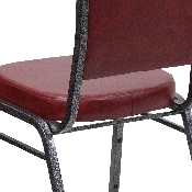 HERCULES Series Crown Back Stacking Banquet Chair in Burgundy Vinyl - Silver Vein Frame, FD-C01-SILVERVEIN-BURG-VY-GG