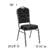 HERCULES Series Crown Back Stacking Banquet Chair in Black Dot Patterned Fabric - Silver Vein Frame, FD-C01-SILVERVEIN-S076-GG