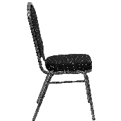 HERCULES Series Crown Back Stacking Banquet Chair in Black Dot Patterned Fabric - Silver Vein Frame, FD-C01-SILVERVEIN-S076-GG