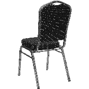 HERCULES Series Crown Back Stacking Banquet Chair in Black Dot Patterned Fabric - Silver Vein Frame, FD-C01-SILVERVEIN-S076-GG