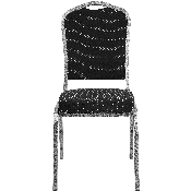 HERCULES Series Crown Back Stacking Banquet Chair in Black Dot Patterned Fabric - Silver Vein Frame, FD-C01-SILVERVEIN-S076-GG