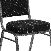 HERCULES Series Crown Back Stacking Banquet Chair in Black Dot Patterned Fabric - Silver Vein Frame, FD-C01-SILVERVEIN-S076-GG